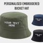 Custom Embroidered Reversible Hats, Personalised Text Monogrammed Logo Sun Bucket Hat, 100 Cotton Unisex Cap, Vintage Custom Slogan Gift Cap