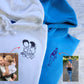 Custom Pet Embroidered Photo Hoodies, Personalised Outline Sketch from Picture Hoody, Couple Matching Comfy Jumpers, Pet Remembrance Gifts