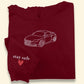 Embroidered Car Sketch Hoodies, Personalised Car Outline from Photo Hoody, Car Photo Boyfriend Jumpers, Car Lover Hoodies, Gift for Car Guys