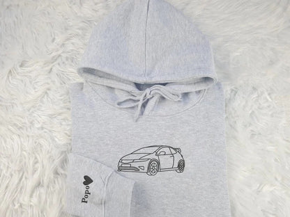 Embroidered Car Sketch Hoodies, Personalised Car Outline from Photo Hoody, Car Photo Boyfriend Jumpers, Car Lover Hoodies, Gift for Car Guys