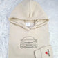 Embroidered Car Sketch Hoodies, Personalised Car Outline from Photo Hoody, Car Photo Boyfriend Jumpers, Car Lover Hoodies, Gift for Car Guys
