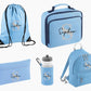 Personalised Name & Initial Backpack Set, Back to School Kids Bags, Lunch Bag Water Bottle and Pencil Case PE Bag Set, School Starters Gifts