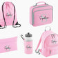 Personalised Name & Initial Backpack Set, Back to School Kids Bags, Lunch Bag Water Bottle and Pencil Case PE Bag Set, School Starters Gifts