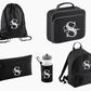 Personalised Name & Initial Backpack Set, Back to School Kids Bags, Lunch Bag Water Bottle and Pencil Case PE Bag Set, School Starters Gifts