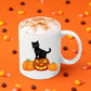Halloween Cat Mugs, Cat on Pumpkins Halloween Mug, Vintage Halloween Coffee Cups, Spooky Season Fall Mugs, Family Matching Halloween Gifts