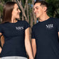 Mr. Mrs Est Shirt, Personalised Est Date Printed T-Shirt, Husband & Wife Couple Matching Tees, Bride and Groom Honeymoon Shirt, Gift for Him