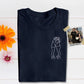 Personalised Couple Portrait T-Shirt, Embroidered Sketch from Photo Shirt, Custom Couple Matching Tees, Memorial Anniversary Gift for Him