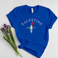 Palestine Arabic Calligraphy T-Shirt, Palestine Flag Map Crewneck Shirt, Muslims Solidarity Printed Tops, Palestinians Adults Clothing Gifts
