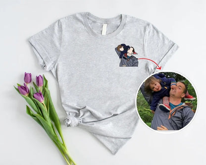 Personalised Portrait From Photo Shirt, Custom Couple Printed Sketch T-Shirt, Faceless Family Portrait Tops, Best Anniversary Gift for Him