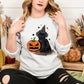 Vintage Witchy Halloween Cats Sweater, Winking Pumpkin Halloween Printed Sweatshirt, Spooky Witchy Cat Spooky Season Jumper, Cat Lover Gifts