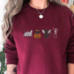 Halloween Cats Sweatshirt, Embroidered Ghosts Cats And Pumpkins Halloween Jumper, Spooky Season Sweaters, Halloween Family Matching Outfits
