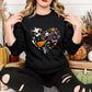 Halloween Doodles Heart Sweatshirts, Halloween Ghost Pumpkins Heart Printed Jumper, Funny Fall Unisex Sweater, Comfort Colors Halloween Tops