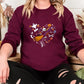Halloween Doodles Heart Sweatshirts, Halloween Ghost Pumpkins Heart Printed Jumper, Funny Fall Unisex Sweater, Comfort Colors Halloween Tops