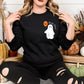 Halloween Ghost Jumper, Ghost with Pumpkin Balloon Printed Spooky Season Sweaters, Pumpkin Fall Cute and Scary Sweater, Autumn Fall Presents