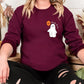 Halloween Ghost Jumper, Ghost with Pumpkin Balloon Printed Spooky Season Sweaters, Pumpkin Fall Cute and Scary Sweater, Autumn Fall Presents