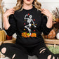 Fall Dancing Skeleton Jumper, Funny Skeleton Printed Halloween Sweatshirt, Thanksgiving Pumpkins Sweater, Unisex Halloween Top, Fall Sweater