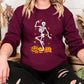 Fall Dancing Skeleton Jumper, Funny Skeleton Printed Halloween Sweatshirt, Thanksgiving Pumpkins Sweater, Unisex Halloween Top, Fall Sweater