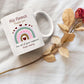 Custom Name Rainbow Mug, Personalised Pastel Rainbow and Heart Mug, Thank You for all Your Support Mug, Memorial Thankful Gifts for Teachers