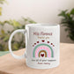 Custom Name Rainbow Mug, Personalised Pastel Rainbow and Heart Mug, Thank You for all Your Support Mug, Memorial Thankful Gifts for Teachers