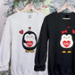 Cute Penguin Christmas Sweatshirt, Personalised Couple Initials Xmas Sweater, Christmas Animal Matching Jumper, Xmas Penguin Lovers Gifts