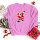 Dabbing Santa Sweatshirt, Christmas Funny Dancing Santa Sweatshirt, Family Matching Xmas Printed Jumpers, Christmas Eve Party Clothing Gifts
