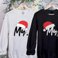 Santa Hat Mr & Mrs Christmas Sweatshirt, Christmas Newlywed Couple Sweatshirt, Xmas Holidays Matching Jumper, Wife Husband Xmas Eve Outfits