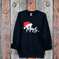 Santa Hat Mr & Mrs Christmas Sweatshirt, Christmas Newlywed Couple Sweatshirt, Xmas Holidays Matching Jumper, Wife Husband Xmas Eve Outfits