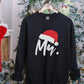 Santa Hat Mr & Mrs Christmas Sweatshirt, Christmas Newlywed Couple Sweatshirt, Xmas Holidays Matching Jumper, Wife Husband Xmas Eve Outfits