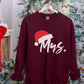 Santa Hat Mr & Mrs Christmas Sweatshirt, Christmas Newlywed Couple Sweatshirt, Xmas Holidays Matching Jumper, Wife Husband Xmas Eve Outfits
