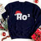 Christmas Santa Hat Printed Sweatshirt, Ho Ho Ho3 Crewneck Xmas Sweatshirt, Christmas Family Matching Jumper, Xmas Party Funny Ho3 Outfits