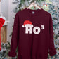 Christmas Santa Hat Printed Sweatshirt, Ho Ho Ho3 Crewneck Xmas Sweatshirt, Christmas Family Matching Jumper, Xmas Party Funny Ho3 Outfits