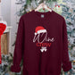 Christmas Wine Crew Sweatshirt, Xmas Santa Hat Printed Sweatshirt, Family Matching Christmas Holidays Jumper, Funny Xmas Eve Party Presents
