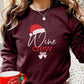 Christmas Wine Crew Sweatshirt, Xmas Santa Hat Printed Sweatshirt, Family Matching Christmas Holidays Jumper, Funny Xmas Eve Party Presents