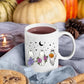 Cute Halloween Ghosts Mugs, Halloween Flowers Ghost Fall Coffee Mugs, Fall Birthday Gift For Sister, Ghost Lover Mugs, Girly Halloween Gifts