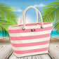 Personalised Tote Bag, Custom Initial Printed Neutical Bag, Holiday Striped Bag with Rope Handle, Bridal Party Bag, Traveling Gift for Her
