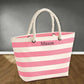Customized Embroidered Beach Bag, Holiday Striped Tote Bag with Rope Handle, Personalised Neutical Tote Bag, Classic Traveling Gift For her