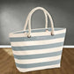 Customized Embroidered Beach Bag, Holiday Striped Tote Bag with Rope Handle, Personalised Neutical Tote Bag, Classic Traveling Gift For her