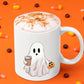 Halloween Little Ghost with Coffee Mug, Halloween Pumpkin Printed Mug, Cute Boo Ghost Ceramic Coffee Mug, Spooky Season, Fall Halloween Mug