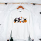 Halloween Black Cats Sweatshirt, Vintage Cats on Pumpkin Printed Sweater, Spooky Season Winking Pumpkin Jumper, Cat Lovers Halloween Outfits