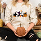 Halloween Black Cats Sweatshirt, Vintage Cats on Pumpkin Printed Sweater, Spooky Season Winking Pumpkin Jumper, Cat Lovers Halloween Outfits