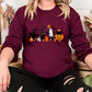 Halloween Black Cats Sweatshirt, Vintage Cats on Pumpkin Printed Sweater, Spooky Season Winking Pumpkin Jumper, Cat Lovers Halloween Outfits
