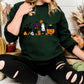 Halloween Black Cats Sweatshirt, Vintage Cats on Pumpkin Printed Sweater, Spooky Season Winking Pumpkin Jumper, Cat Lovers Halloween Outfits