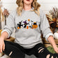 Halloween Black Cats Sweatshirt, Vintage Cats on Pumpkin Printed Sweater, Spooky Season Winking Pumpkin Jumper, Cat Lovers Halloween Outfits