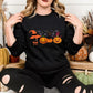 Vintage Halloween Black Cats Sweatshirt, Cats on Pumpkin Printed Sweater, Spooky Season Winking Pumpkin Jumper, Cat Lovers Halloween Outfits
