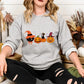 Vintage Halloween Black Cats Sweatshirt, Cats on Pumpkin Printed Sweater, Spooky Season Winking Pumpkin Jumper, Cat Lovers Halloween Outfits