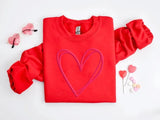 Valentine Heart Sweatshirt, Double Embossed Heart Crewneck Sweater, Valentine Day Puff Printed Jumper, Love Heart Sweater, Valentines Gift