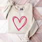 Valentine Heart Sweatshirt, Double Embossed Heart Crewneck Sweater, Valentine Day Puff Printed Jumper, Love Heart Sweater, Valentines Gift