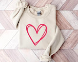 Valentine Heart Sweatshirt, Double Embossed Heart Crewneck Sweater, Valentine Day Puff Printed Jumper, Love Heart Sweater, Valentines Gift