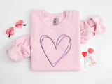 Valentine Heart Sweatshirt, Double Embossed Heart Crewneck Sweater, Valentine Day Puff Printed Jumper, Love Heart Sweater, Valentines Gift