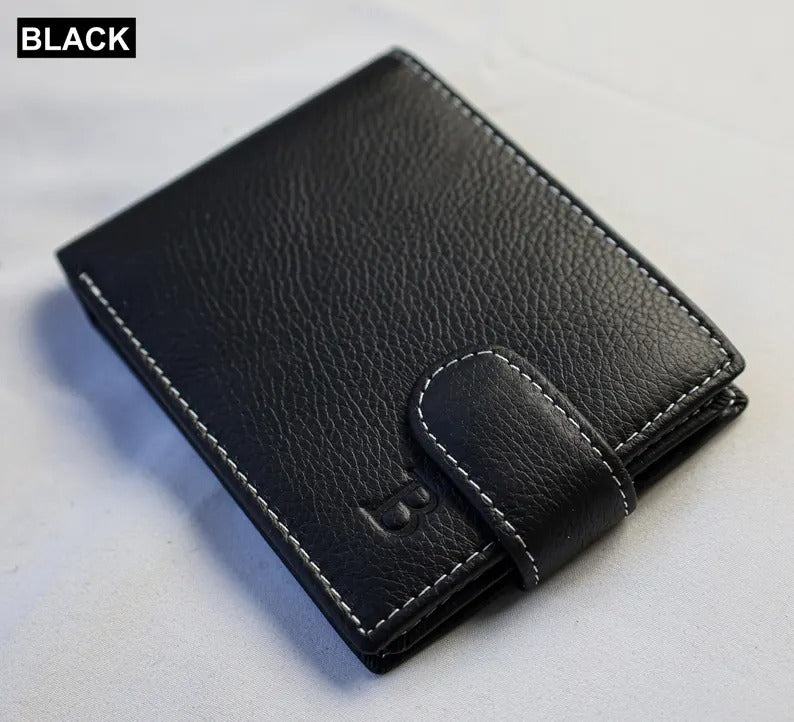 Custom Engraved Black Leather Wallet, Personalised Men's Monogrammed Wallet, Groomsmen Bifold Leather Wallet, Valentine's Day Gift for Him